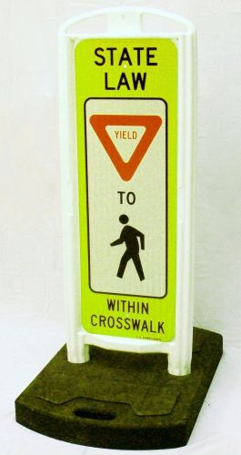 YIELD To Pedestrians In-Street Sign with Portable Base - 3M Diamond Grade FYG