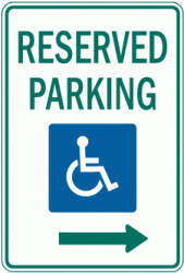 RESERVED PARKING (handicap symbol R7-8r)