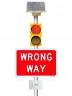 WRONG WAY Warning Beacons - Vehicle Detection Activation System - Solar Powered 6VDC