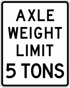 AXLE WEIGHT LIMIT X TONS (R12-2)