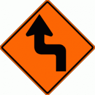 REVERSE TURN (W1-3L) Construction Sign
