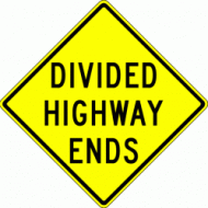 DIVIDED HIGHWAY ENDS (W6-2a)