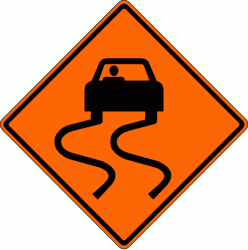 SLIPPERY WHEN WET (W8-5) Construction Sign